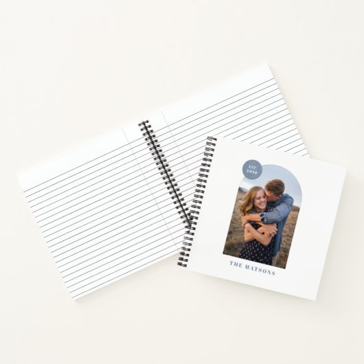Blue Modern Arch Custom Photo Album Journal Notitieboek (Binnen)