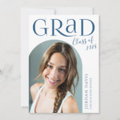 Blue Modern Arch Foto Afstuderen Aankondiging (Voorkant)