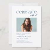 Blue Modern Arch Foto Afstuderen Aankondiging (Achterkant)