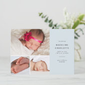 Blue Modern Baby Boy Multi-Photo Birth Aankondiging (Staand voorkant)