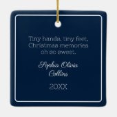 Blue Modern Baby Foto Minimalistische Vakantiefoto Keramisch Ornament (Achterkant)