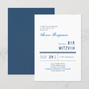 Blue Modern Bar Mitzvah Kaart