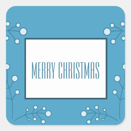Blue Modern Berry Holiday Stickers (Voorkant)