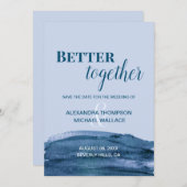 Blue Modern Better Together waterverf Wedding (Voorkant / Achterkant)