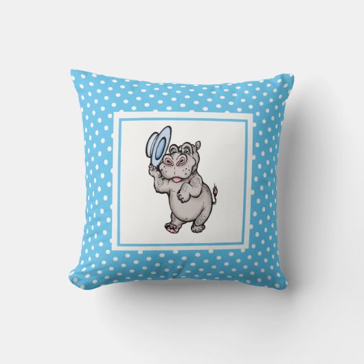 Blue Modern Birth Baby voor kinderen Hippopotamus Kussen (Voorkant)