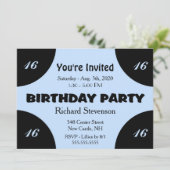 Blue Modern Birthday Invitation Kaart (Staand voorkant)