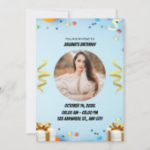Blue Modern Birthday Party Invitation Kaart (Voorkant)