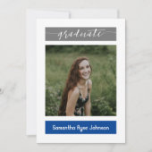 Blue Modern Block 3-Photo Afstuderen Kaart (Voorkant)