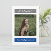 Blue Modern Block 3-Photo Afstuderen Kaart (Staand voorkant)