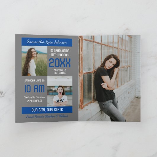 Blue Modern Block 5-Photo Afstuderen (Binnen)