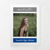 Blue Modern Block 5-Photo Afstuderen Drieluik Uitnodiging (Cover)