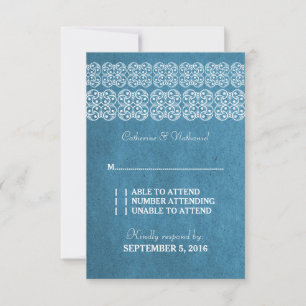 Blue Modern Bohemian RSVP-kaart RSVP Kaartje
