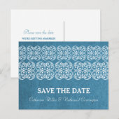 Blue Modern Bohemian Save the Date Briefkaart (Voorkant / Achterkant)
