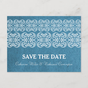 Blue Modern Bohemian Save the Date Briefkaart