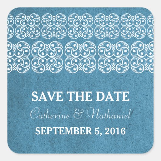 Blue Modern Bohemian Save the Date Stickers (Voorkant)