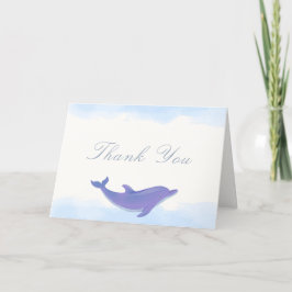 Blue Modern Boho Ocean Dolphin Baby shower Bedankkaart