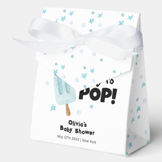 Blue Modern Bow Ice Cream Ready Pop Baby shower Bedankdoosjes (Voorkant)