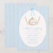 Blue Modern Boy Bow Asian Dumpling Baby Shower  Kaart (Voorkant / Achterkant)
