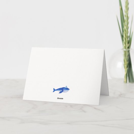 Blue Modern Boy onder het Zee Whale Baby shower Bedankkaart (Achterkant)