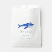 Blue Modern Boy onder het Zee Whale Baby shower Bedankzakje (Voorkant)