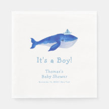Blue Modern Boy onder het Zee Whale Baby shower