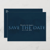 Blue Modern Chic SAVE THE DATE Huwelijk Verloving Briefkaart (Voorkant / Achterkant)