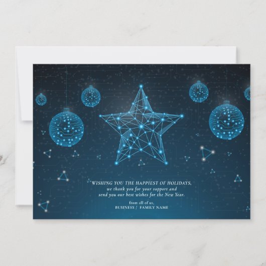 Blue Modern Christmas Star Corporate Logo Business Feestdagenkaart (Voorkant)