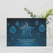 Blue Modern Christmas Star Corporate Logo Business Feestdagenkaart (Staand voorkant)