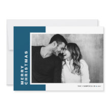 Blue Modern Color Block Merry Kerstfoto