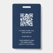 Blue Modern Company Employee Photo Security QR - I Badge (Back)