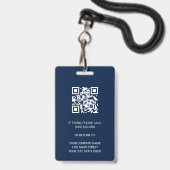Blue Modern Company Employee Photo Security QR - I Badge (Back with Lanyard)
