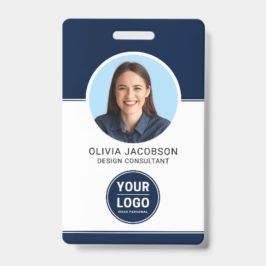 Blue Modern Company Employee Photo Security QR - I Badge (Front)