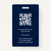 Blue Modern Company Employee Photo Security QR - I Badge (Achterkant)