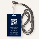 Blue Modern Company Employee Photo Security QR - I Badge (Achterkant met draagriem)