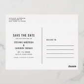 Blue Modern Confetti Silver Foil Save the Date Folie Uitnodiging Briefkaart (Achterkant)