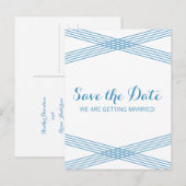 Blue Modern Deco Save the Date Briefkaart (Voorkant / Achterkant)