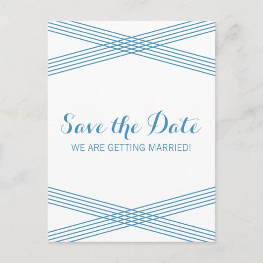 Blue Modern Deco Save the Date Briefkaart (Voorkant)
