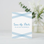Blue Modern Deco Save the Date Briefkaart (Staand voorkant)