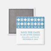 Blue Modern Deco Save the Date Magnet (Voorkant / Achterkant)