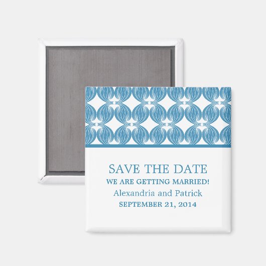 Blue Modern Deco Save the Date Magnet (Voorkant / Achterkant)