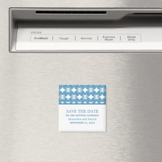 Blue Modern Deco Save the Date Magnet (Insitu (Vaatwasser))