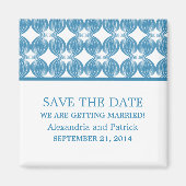 Blue Modern Deco Save the Date Magnet (Voorkant)