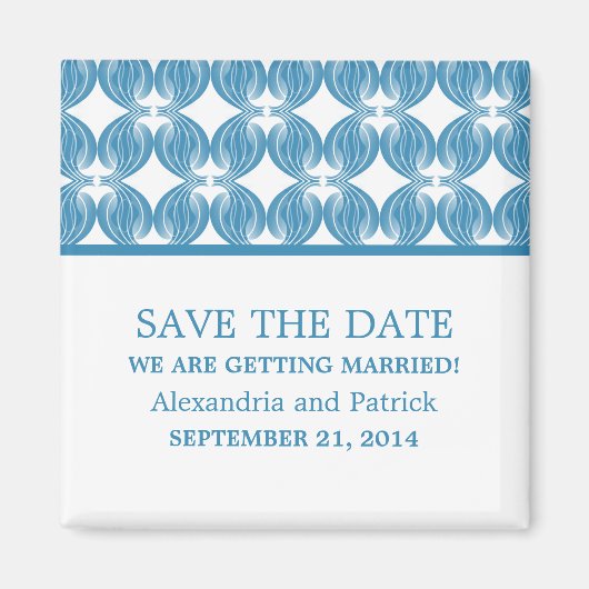 Blue Modern Deco Save the Date Magnet (Voorkant)