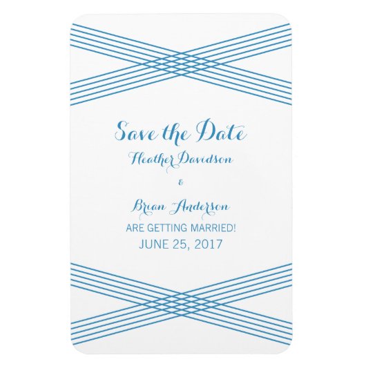 Blue Modern Deco Save the Date Magnet Magneet (Verticaal)
