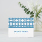 Blue Modern Deco Table Number Briefkaart (Staand voorkant)
