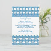 Blue Modern Deco Wedding Invite Kaart (Staand voorkant)