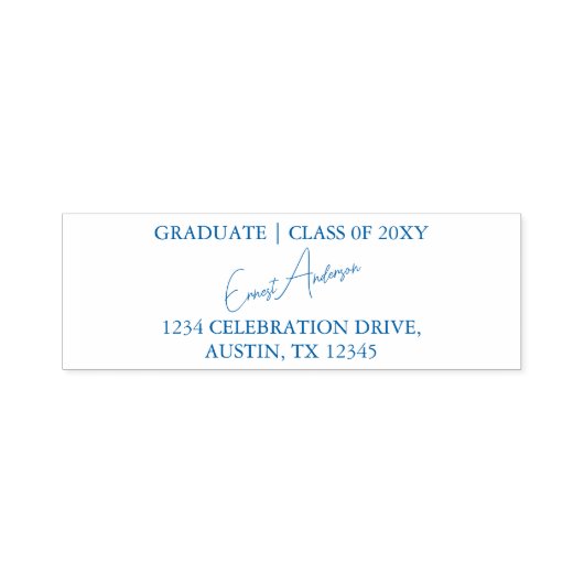 Blue Modern Eenvoudig Afstudeerder Afstuderen Reto Zelfinktende Stempel (Design)