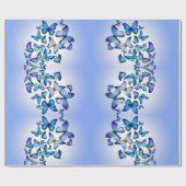 Blue Modern Elegant Fun Cute Butterfly Patroon Cadeaupapier (Vlak)