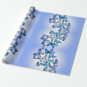 Blue Modern Elegant Fun Cute Butterfly Patroon Cadeaupapier