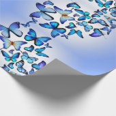 Blue Modern Elegant Fun Cute Butterfly Patroon Cadeaupapier (Hoek)